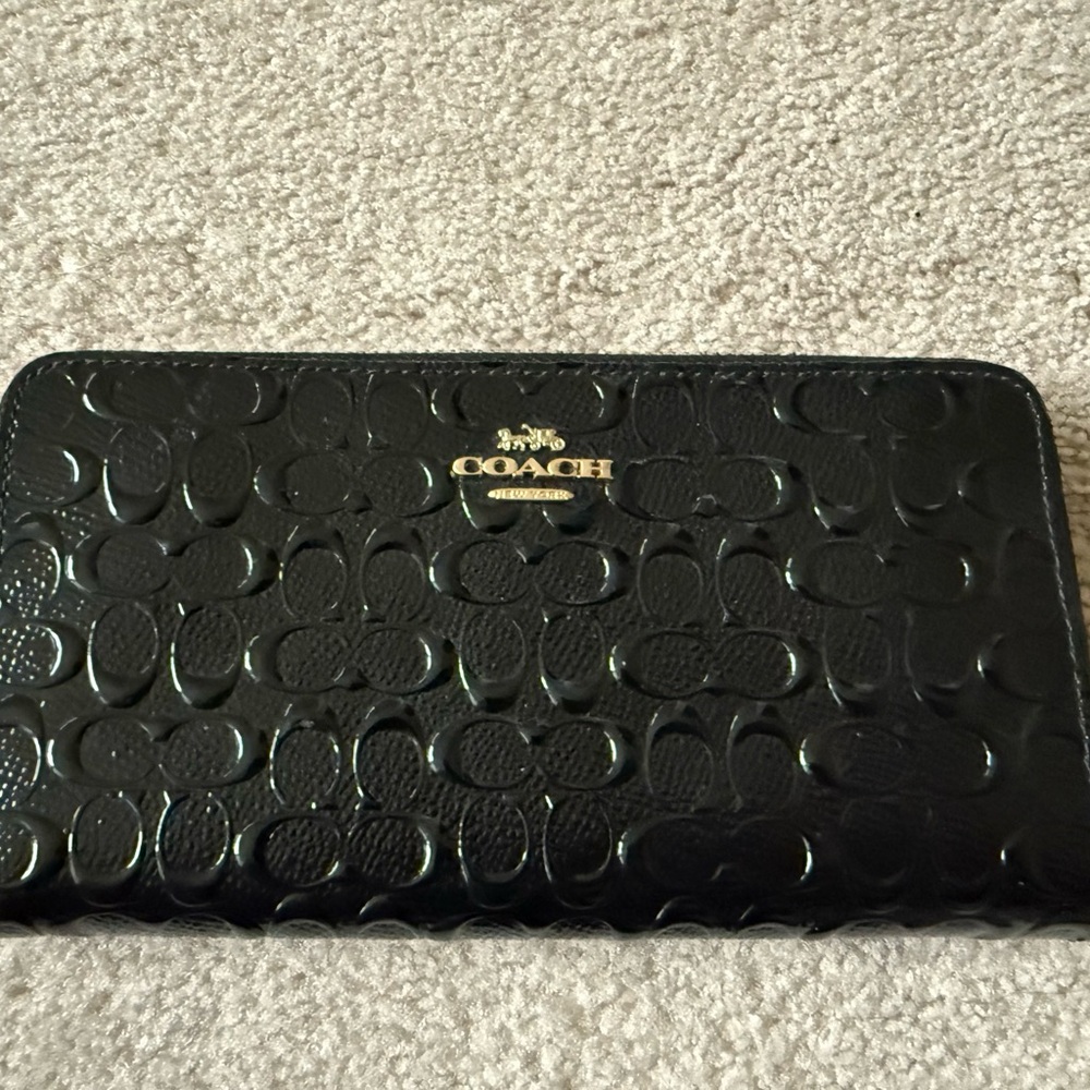 Coach Black Embossed Accordion Wallet NWT